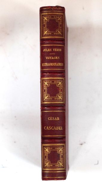 Jules VERNE César Cascabel. Paris, J. Hetzel et Cie, s. d. Publisher's red half-chagrin,...