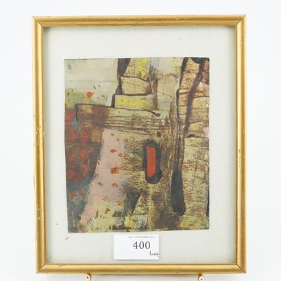 GÉRARD CYNE (1923-2006) Composition abstraite
Huile sur papier.
14 x 12 cm.