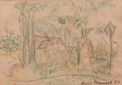 Emile BERNARD (1868-1941) Landscape of Pont-Aven, 1888
Watercolor on pencil lines,...