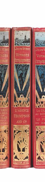 Jules VERNE 
The Thompson and Co Agency.巴黎，Hetzel收藏馆，不详[1907]。[1907].多色板，鎏金边缘。

第一版大八开；第一板。Léon...