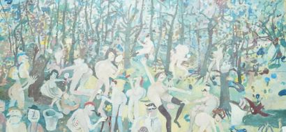 GÉRARD CYNE (1923-2006) 无题
木板上的油画。
87 x 41.5厘米。