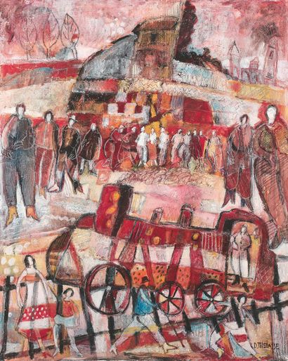 Daniel Thérasse (né en 1955) The Locomotive, 2008
布面油画，右下角有签名，已辞职，背面有日期10-02-08和奉献。
81...