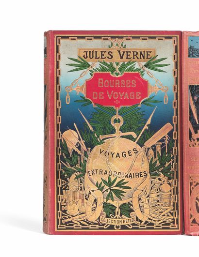 Jules VERNE 
旅行团。巴黎，Hetzel收藏馆，不详[1903]。[1903].红色平装本，多色装饰，镀金边缘。

第一版大八开；第一板。Léon ...