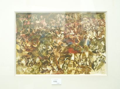 GÉRARD CYNE (1923-2006) 无题，1981年
纸上油画和水粉画，右下角有签名和日期。
26 x 38厘米。