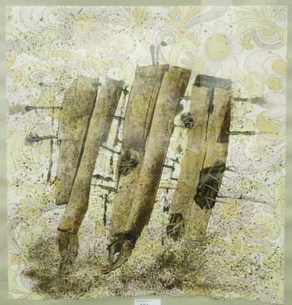 GÉRARD CYNE (1923-2006) 无题
纸上水粉画。
40 x 41 厘米。