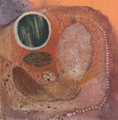 JENNY FRANKLIN (née en 1949) 橙色石堆，黑色圆盘，1993年
布面油画，背面有签名、日期和标题。
38 x 38 cm。
PROVENANCE.
.Arlette...