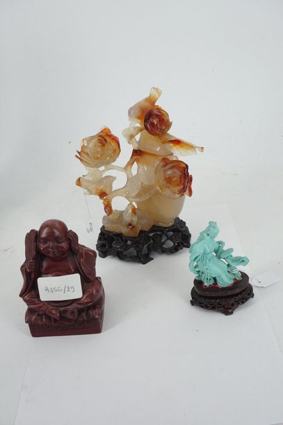 null Meeting of Asian subjects in hard stone: elegant in nephrite, elegant in tiger's...