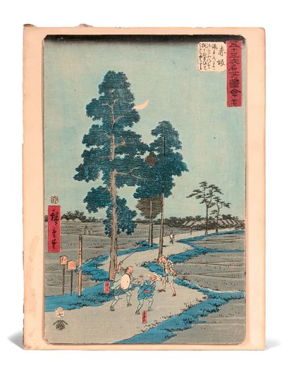 null HIROSHIGE UTAGAWA (1797-1858) - Akasaka : Sur la route de Nawate,Yajiro?bei...