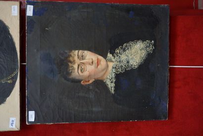 null Réunion de 5 portraits, huiles sur toile, accidents et manques : jeune florentin...