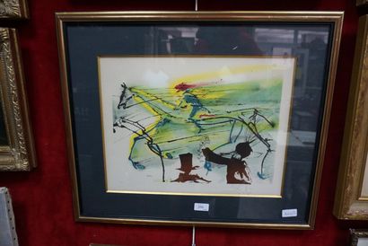 null D'après Salvador DALI (1904.1989), cheval au galop, lithographie en couleurs,...