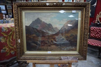 null Maxwell Seal ? Paysage de Montagne, huile sur toile signée en bas à gauche....
