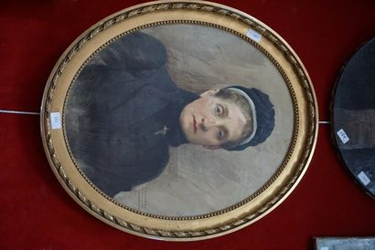 null B. LEMEUNIER Portrait de Mademoiselle Appert, 1902, huile sur toile ovale dédicacée...
