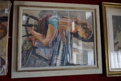 null Maurice TISSEYRE (1920.2017), jeune fille au piano, huile sur toile signée en...