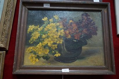 null Pauline Hélène DESCHIENS-ASTRUC (1861-?), Bouquet de fleurs, huile sur toile,...