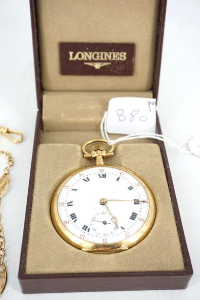 null LONGINES Montre de gousset le boîtier et le contre boîtier en or 18K le cadran...