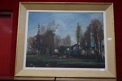 null Georges HOSOTTE (né en 1936), Paysage de campagne, huile sur toile, signée en...