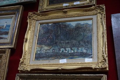 null F. Leclerc, Vue de village, 1886, huile sur toile, signée et datée en bas à...