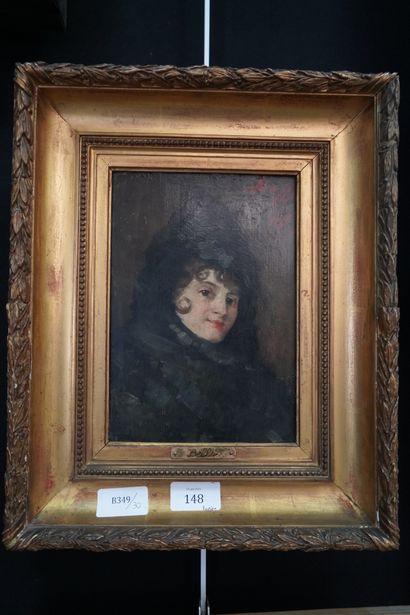 null Enrico BELLI (1875-1907), Portrait de femme, huile sur panneau, signée et datée...