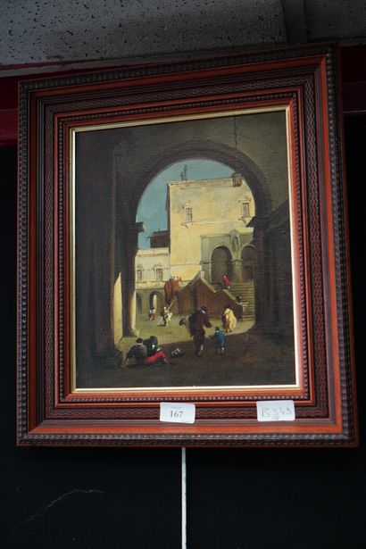 null R. MUSLIMOV, dans le goût de Francesco Guardi, Vue de Venise, huile sur toile,...