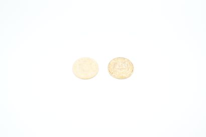 null Deux pièces de 20 francs or, République Française et Napoléon III, 1851 et 1865....