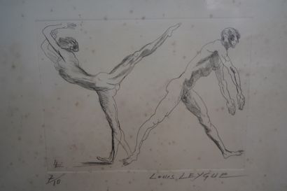 null Louis LEYGUE (1905-1992), Couple de danseurs, lithographie signée en bas à droite...