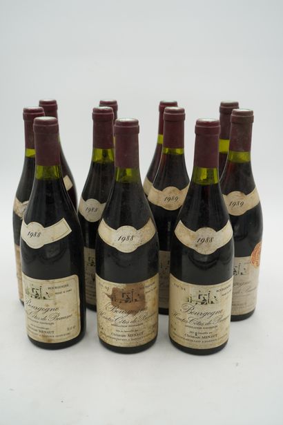 null 10 BOUTEILLES, Bourgogne Hautes Cotes de Beaune, Christian Menaut, 1988, étiquette...