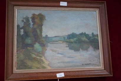 null Marcel PATURIER (1901-1976), La rivière, huile sur panneau, signée en bas à...