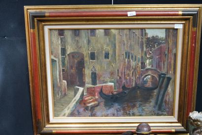 null HENRY D'ESTIENNE (1872-1949) - Vue d’un canal à Venise *-* Huile sur carton,...