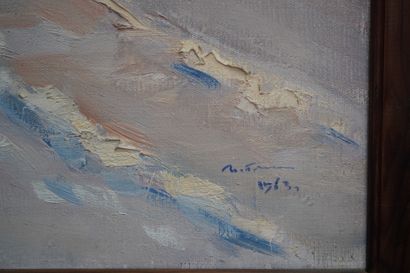 null Ivan PENTESCHINE (1927), Février, village sous la neige, huile sur toile, signée...