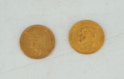 null Deux pièces de 20 francs or, Louis Philippe I, Roi des français, 1831 et 1840....
