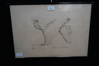 null Louis LEYGUE (1905-1992), Couple de danseurs, lithographie signée en bas à droite...