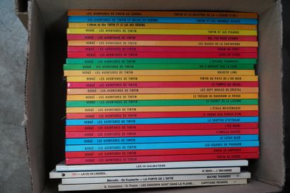 null Réunion de 22 albums Tintin, de Tintin au Congo à Tintin chez les Picaros, on...