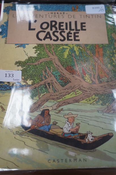 null Album Tintin - L’Oreille cassée Dos rouge, 4e plat type B8-1953. Avec feuillage...