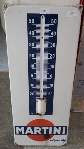 null Thermomètre Martini en tôle émaillée. 80x40 cm. Manque le thermomètre.