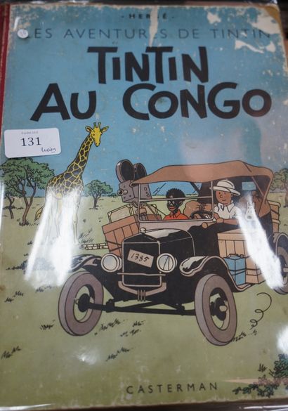 null Album Tintin – Tintin au Congo - dos rouge B4 1950. Usures.