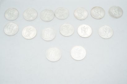 null 15 Pièces de 100 francs en argent, Liberté 1989. Poids : 224,5 grammes.