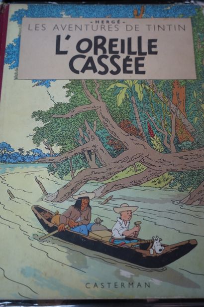 null Album Tintin - L’Oreille cassée Dos rouge, 4e plat type B8-1953. Avec feuillage...