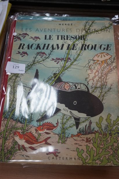 null Album Tintin - Le Trésor de Rackham le Rouge Dos rouge B3 – 1949. Usures.