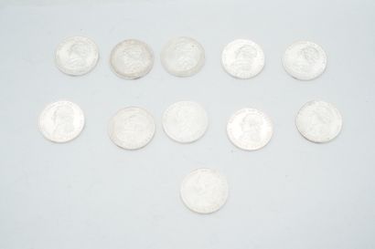 null 11 Pièces de 100 francs en argent, Lafayette, 1987. Poids : 164,7 grammes.