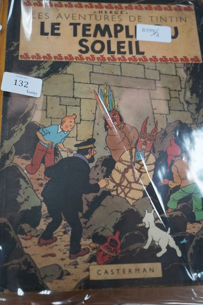 null Album Tintin - Le Temple du Soleil - Dos jaune et 4e Plat B3. Deux symboles...