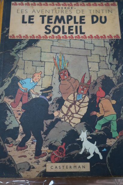 null Album Tintin - Le Temple du Soleil - Dos jaune et 4e Plat B3. Deux symboles...