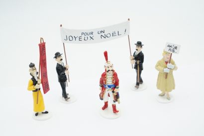 null Réunion de quatre figurines en plomb – édition Moulinsart – Série 2 – Carte...