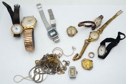 null Réunion de montres vintage : TYLEX, CASIO, TIMEX, RUDEX, NERNY, montre Art déco,...