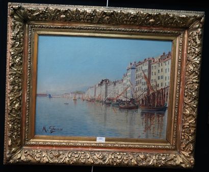 null Ecole italienne de la fin du XIXe siècle, Vue de Venise, huile sur toile signée...