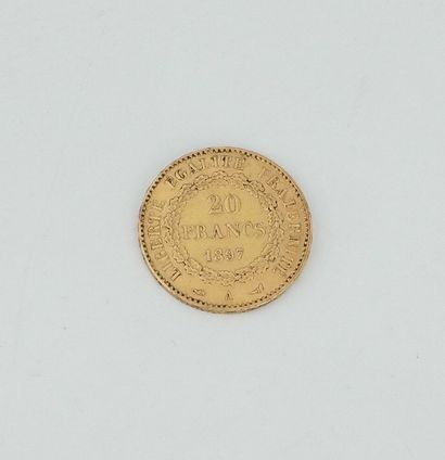  Pièce de 20 francs en or, 1897, poids : 6,4 g.