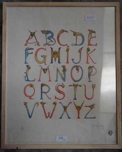 null Claude VERLINDE (1927-2020), alphabet, lithographie signée en bas à droite et...