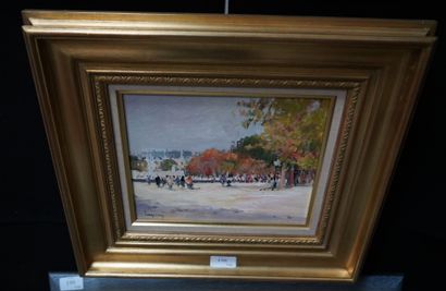 null Marcel LAQUAY (1925 -2014), automne aux Tuileries, huile sur toile signée en...