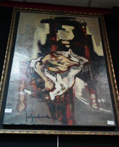 null Jef FRIBOULET (1919-2003), affiche, huile sur toile signée en bas à gauche,...