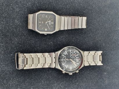 null Deux montres bracelet d'homme : SEIKO et SWATCH.