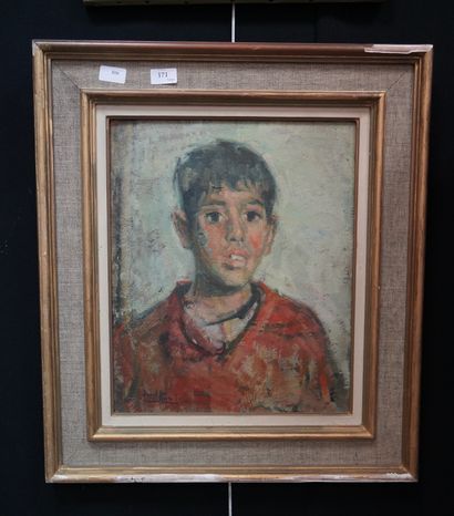 null JUAN RUIZ (XXe), Portrait de garçon, huile sur panneau